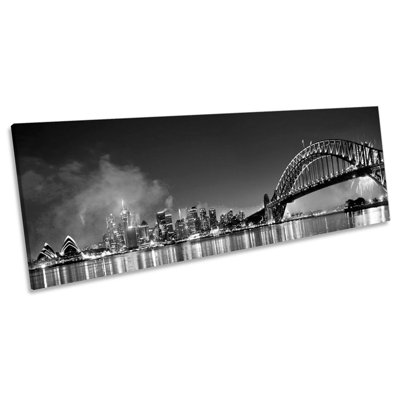 Sydney Skyline Fireworks - Wrapped Canvas Panoramic Print
