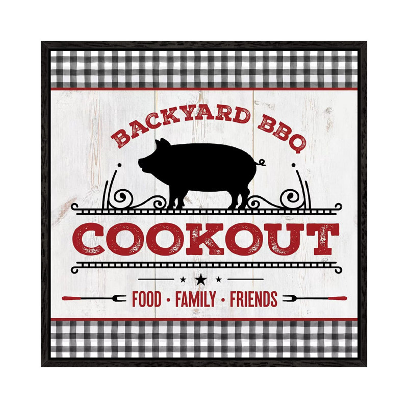Backyard BBQ Cookout by Mollie B. - Print on Canvas, 66.04cm H x 66.04cm W x 3.81cm D, Black Floater Framed