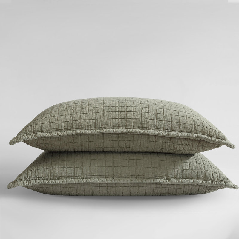 Calvin Klein Essential Garment Washed Solid Cotton Sham Set, Dark Green, King