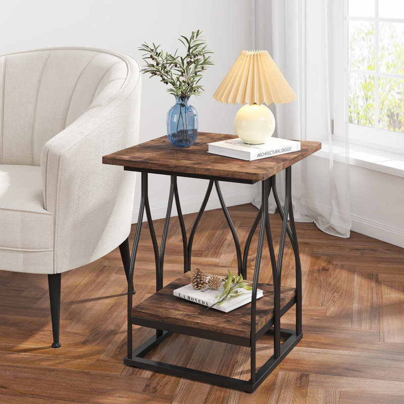 Karlov Frame End Table, Brown, Black