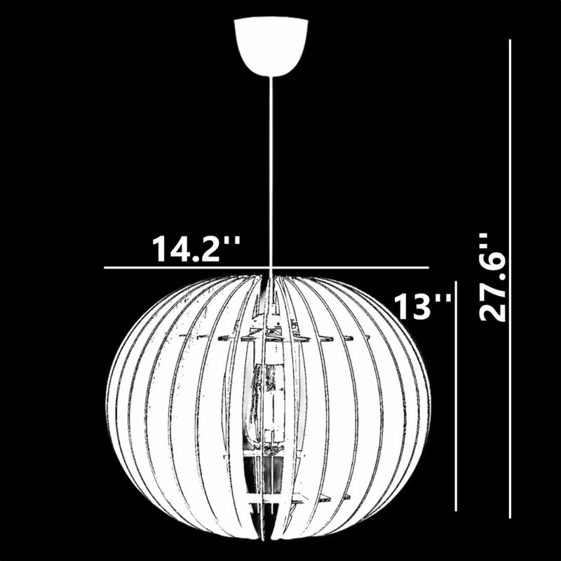 Lustre sphérique unique à 1 lumière Renetia, Noyer