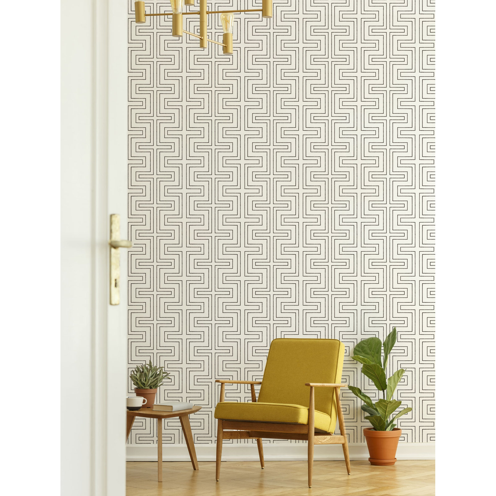 Halsted Modern Geometric Peel & Stick Wallpaper, Quartz White, Non-pasted