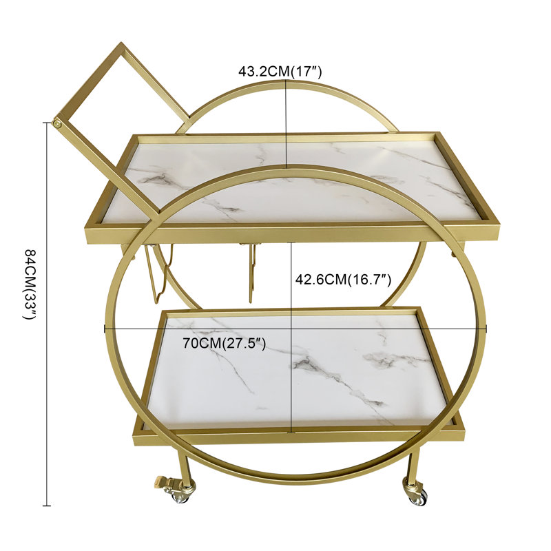 Barram Metal Bar Cart, Gold