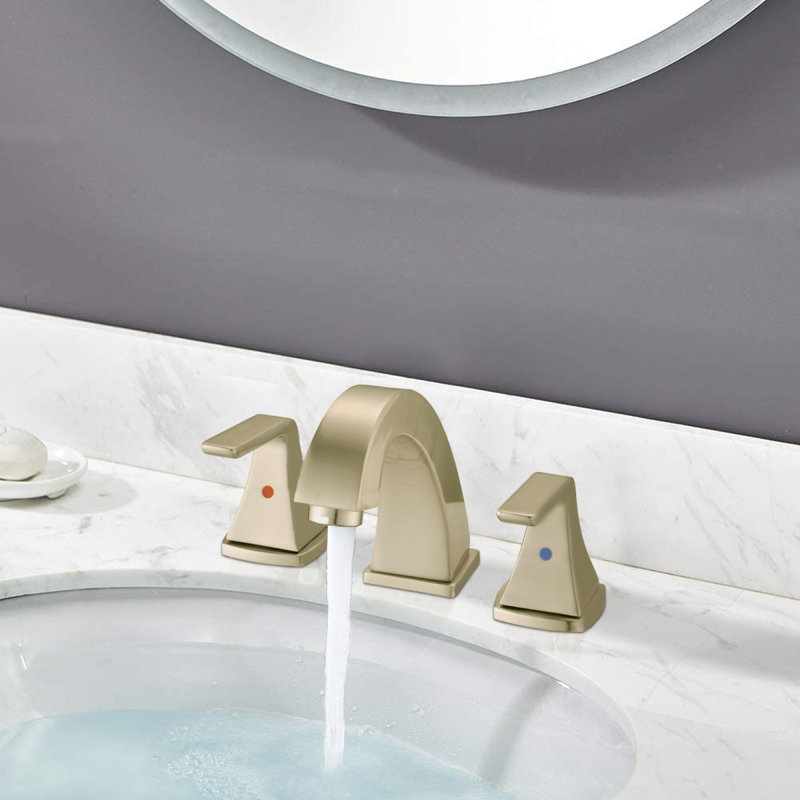 Widespread 2 Handles Bathroom Faucet With Pop Up Sink Drain Brushed Golden, Brushed Gold