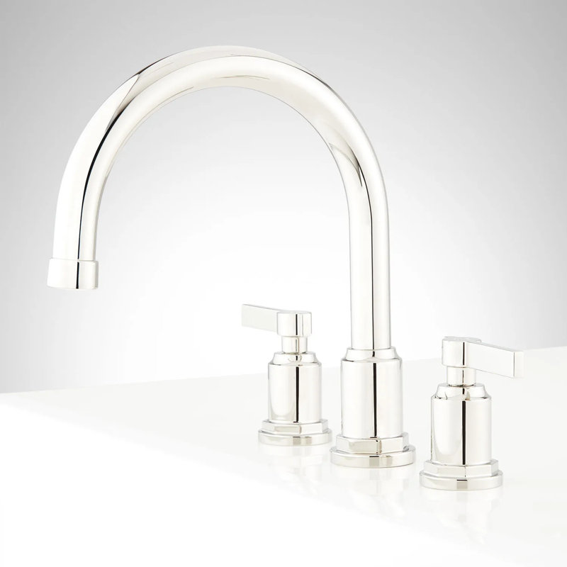 Signature Hardware Greyfield 2 Handle Deck Mounted Roman Tub Faucet, Polished Nickel