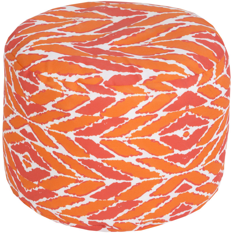 Upholstered Pouf, Pink/Orange
