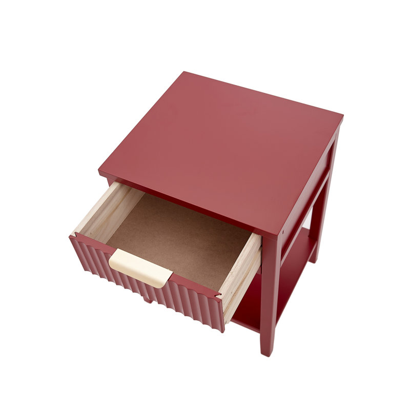 Abriela 40cm W Solid + Manufactured Wood Bedside Table, Red