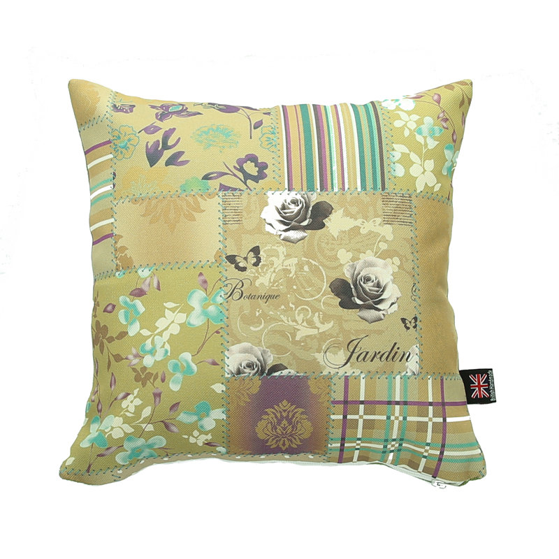 Chateau Patchwork Square Throw Cushion, Gold, 28cm x 28cm