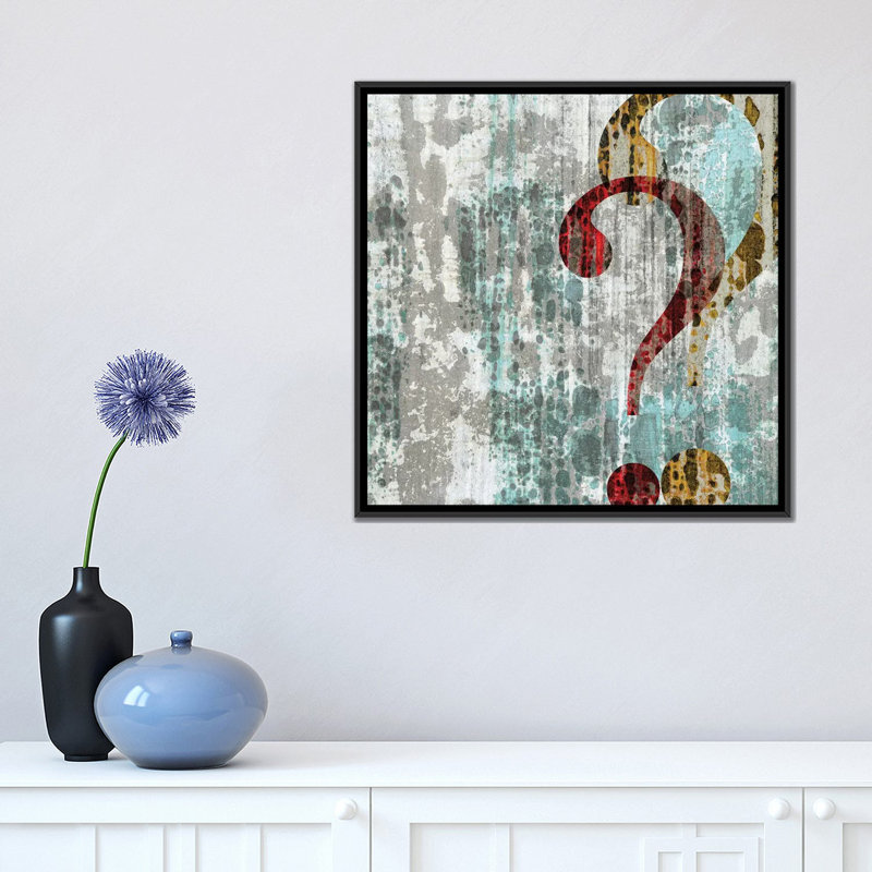 " Question " by PI Studio, 18" H x 18" W x 1.5" D, Black Framed Canvas, No Mat