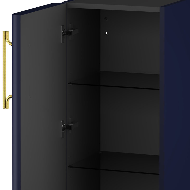 Ashauria Bathroom Cabinet, Left, Wave Blue/Gold