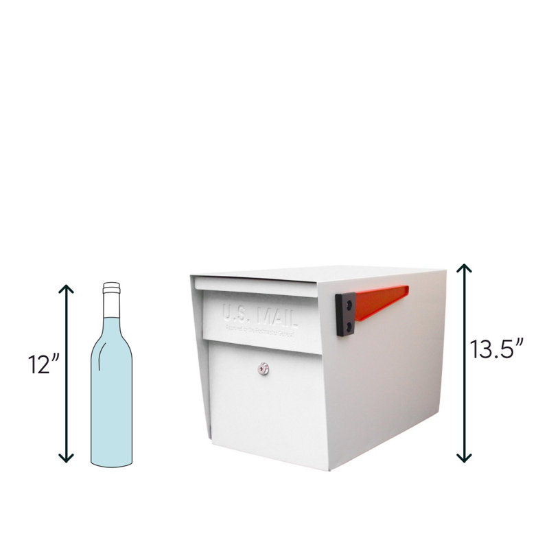 Locking Post Mounted Mailbox, Cream White (Off White)