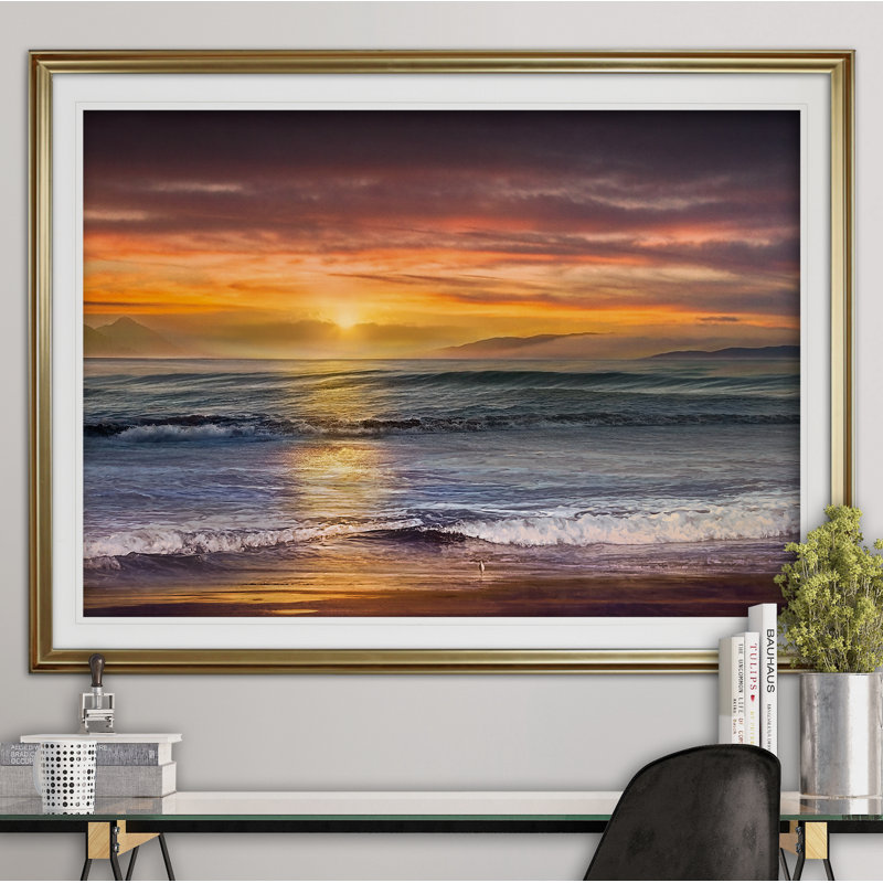 Sundown Descanso Beach - reproduction de cadre photo, Or, H 24 po x l 32 po x P 1,5 po