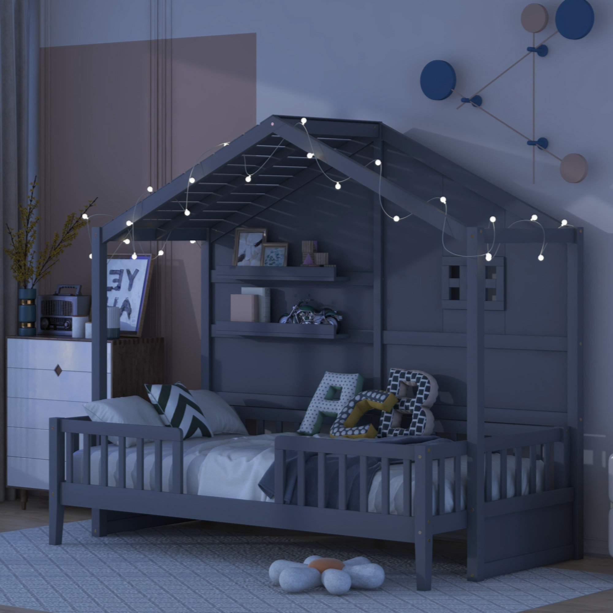 Twin Size Playhouse Canopy, Canopy Bed, Naturel Canvas Playhouse,  Montessori House Bed, Kids Twin Size Bed Canopy, Twin Size Bedding -   Canada