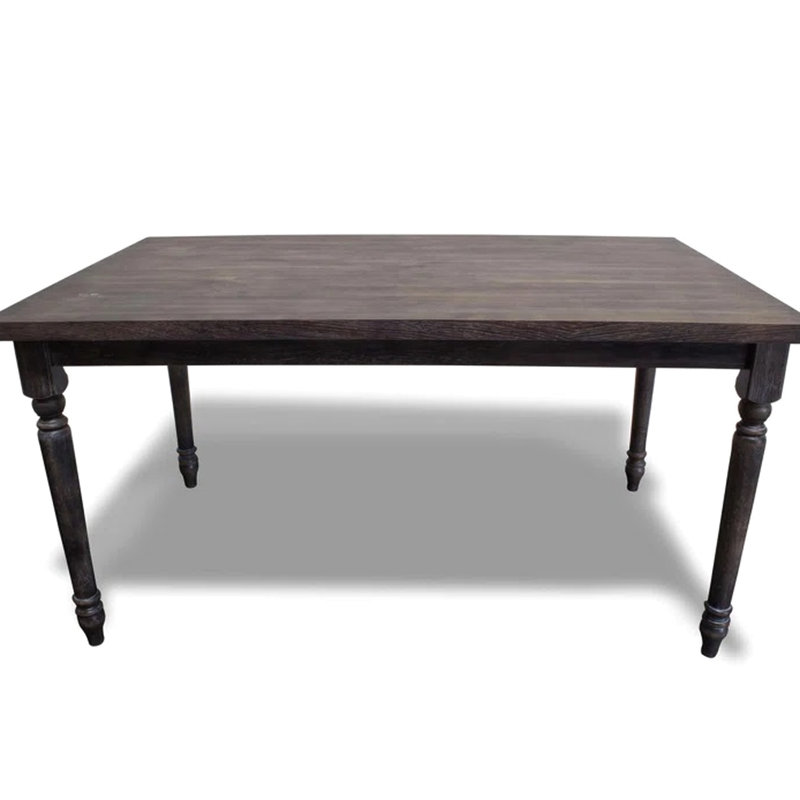 Table de salle à manger rectangulaire en bois gris de style transitionnel de 59 pouces, conception rustique, 6 sièges, quatre pieds, table d'assemblage requise avec finition patinée