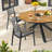 Outdoor Aluminum/Teak Round Dining Set With Olefin Cushions-1215109521
