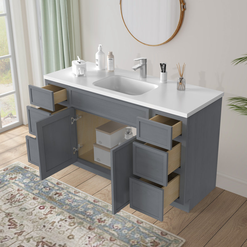 Base de meuble-lavabo simple 57 po seulement, Argent