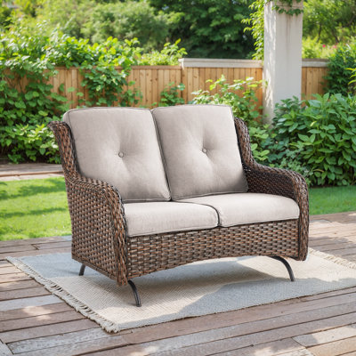 Mickala Patio Glider Bench - Outdoor Rocking Loveseat With Sturdy Frame And Cushion Seats by Lark Manor