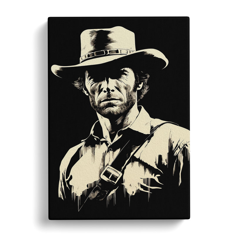 Clint Eastwood Line Art - Wrapped Canvas, 76cm H x 50cm W x 3cm D