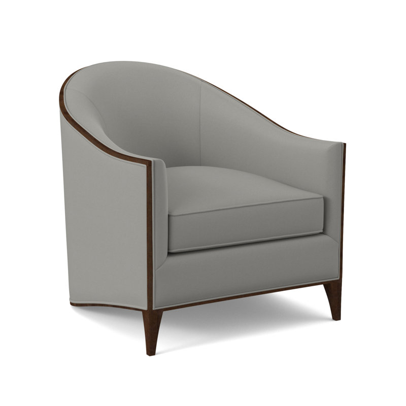 Atelier Barrel Chair, Fizz Ivory 100% Polyester, American Walnut