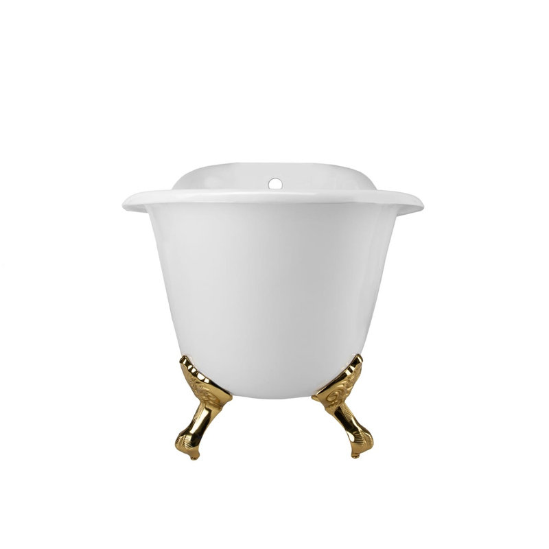 Charlotte 60.5'' x 30'' Freestanding Soaking Cast Iron Bathtub with Faucet, Polished Brass, Polished Brass