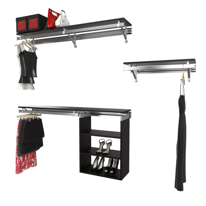 Système de garde-robe 3 pièces: suspension double avec casier et suspension de 32 po, H 36,5 po x l 96 po x P 12,25 po