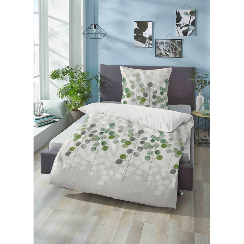 Floral Duvet Cover Set with Pillowcases Included, Pistachio Green, Single Duvet Cover + 1 Pillowcase