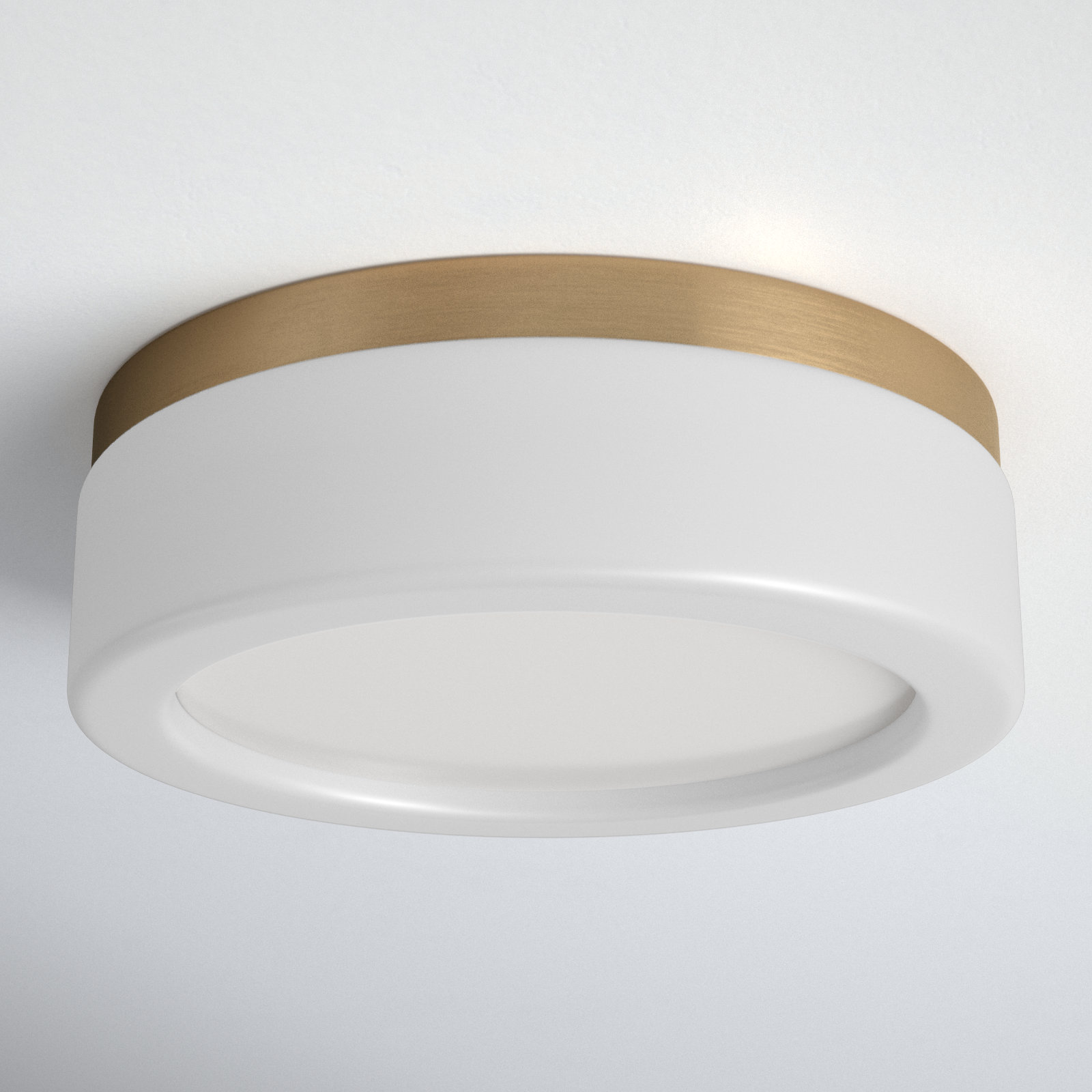 Helmes Single Light Flush Mount, Satin Brass