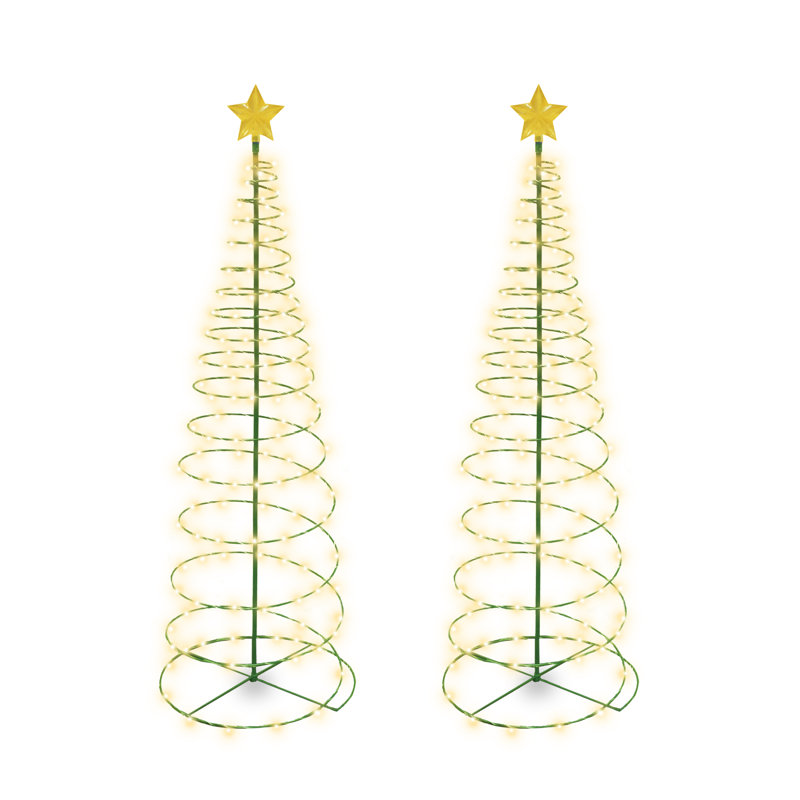 Christmas Tree Lighted Display, White/Yellow