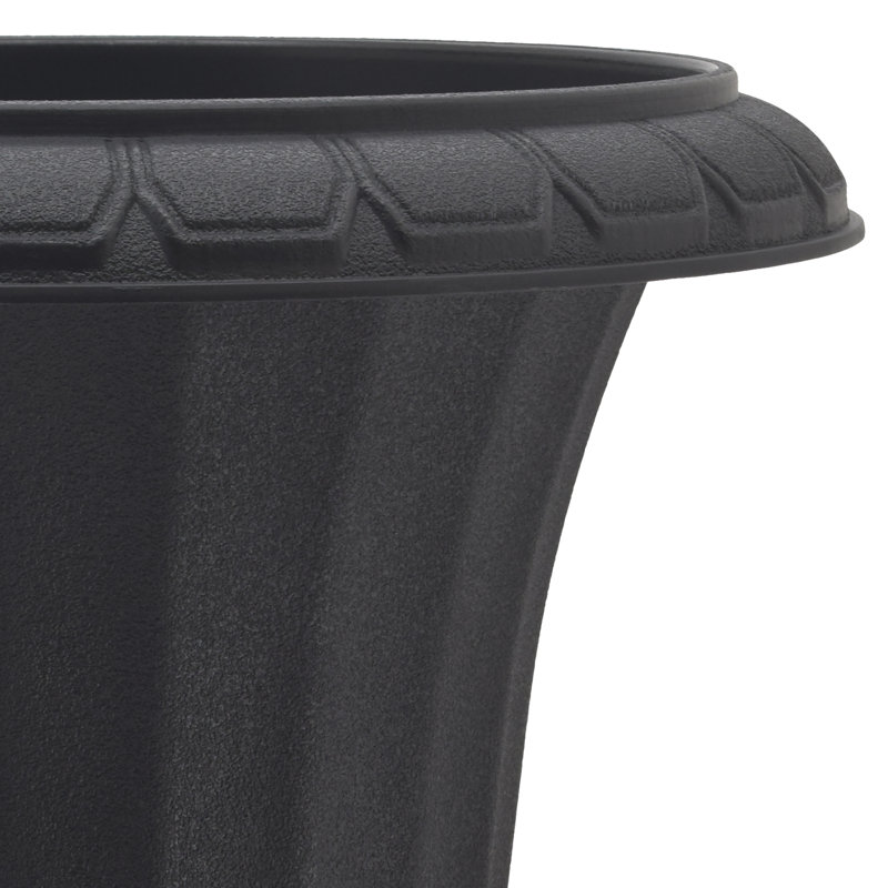 Matte Black Plastic Urn Planter for Indoor/Outdoor Use