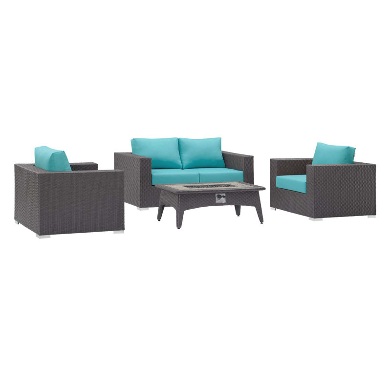 Ensemble de patio extérieur avec foyer Convene, Turquoise