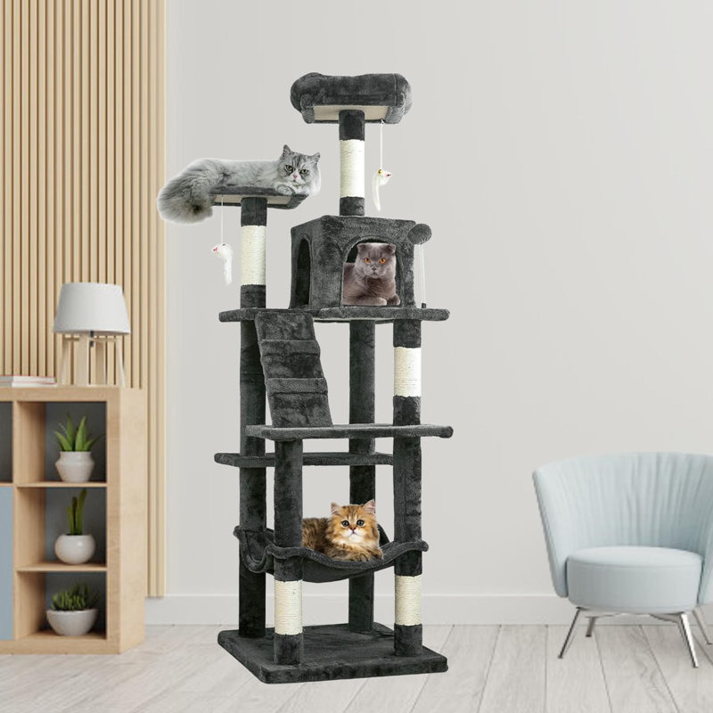 Arbre à chat 63,8 po Eethan, Gris foncé