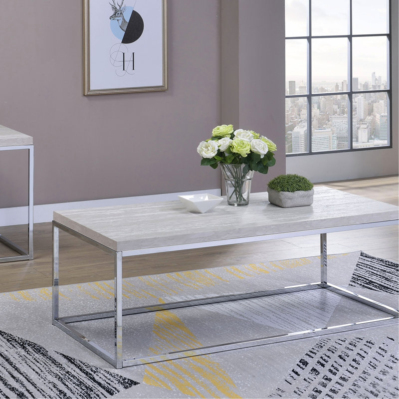 Oak And Coffee Table With Rectangular Design Sled Base Stylish Surface Robust