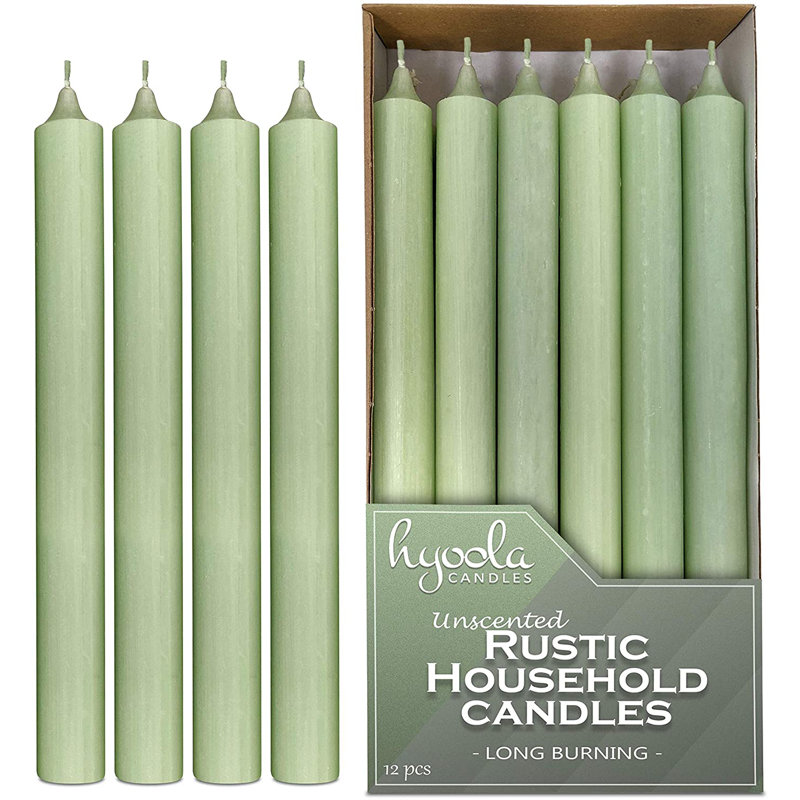 Unscented Taper Candle, Rustic Light Green