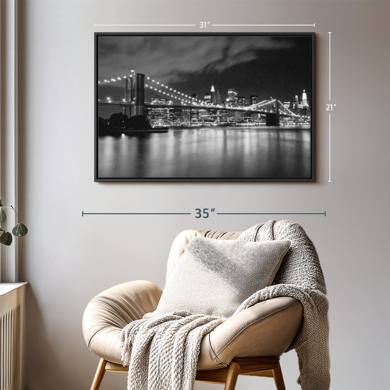 «Brooklyn Bridge At Night Wall Art», H 21 po x l 31 po