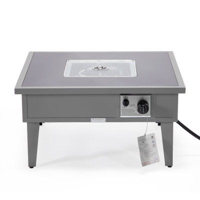 Table de foyer d'extérieur au propane en aluminium avec couvercle H 20 po x l 26,8 po Kliyah