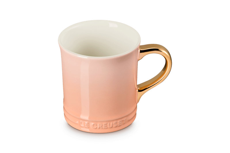 Le Creuset Stoneware Mug With Gold Metallic Handle Mug, 14 Oz., Provence, Orange