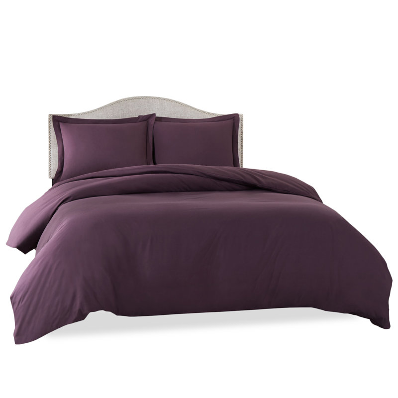 Modern & Contemporary Duvet Cover, Purple Eggplant, Queen Duvet Cover + 3 Additional Pieces