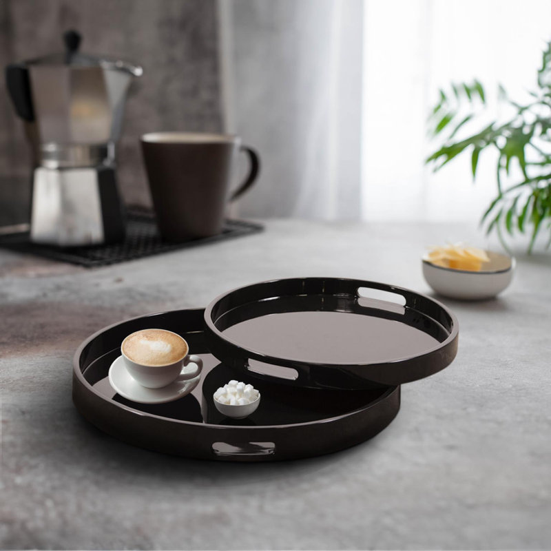 Parke Tray - Set of 2, Black, Rounded