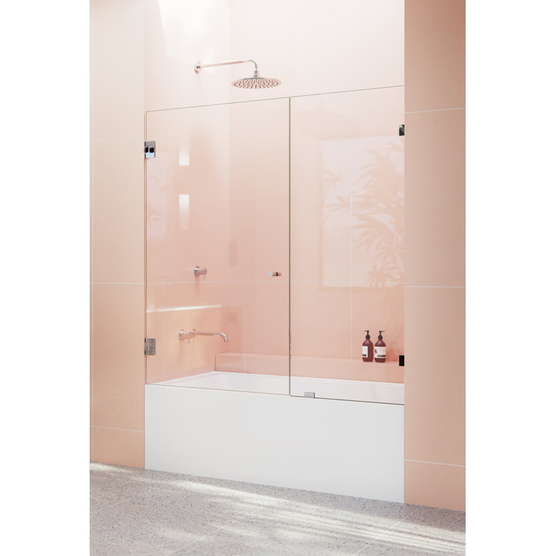 Illume 53.5 in. x 58.25 in. Fully Frameless Hinge Bathtub Door, Polished Chrome