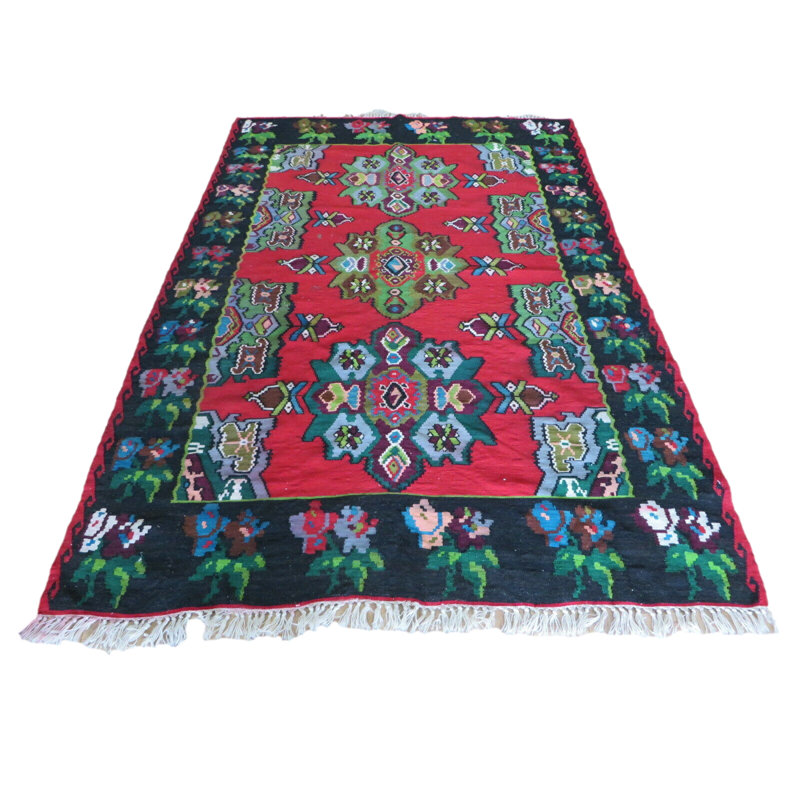 Tapis oriental kilim rouge Bessarabian noué à la main 6 X 9 AE3EA61E90A64EA48F9E686E44BA5CC6