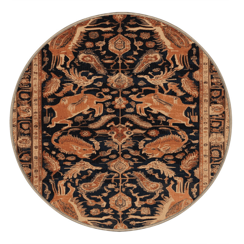 Tapis brun lavable à la machine, Rond 6 pi