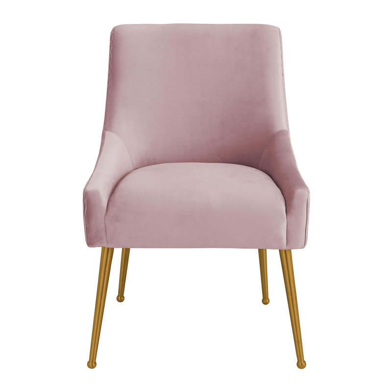19'' H Velvet Upholstered Side Chair, Gold, Blush Velvet