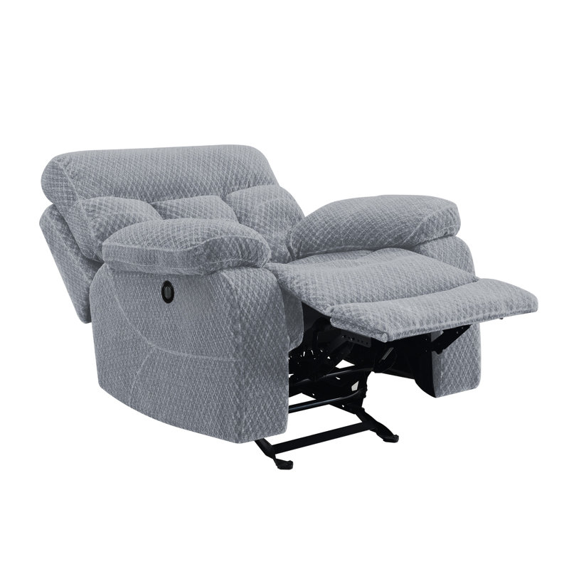 Charl Upholstered Power Recliner, Light Grey Polyester Blend