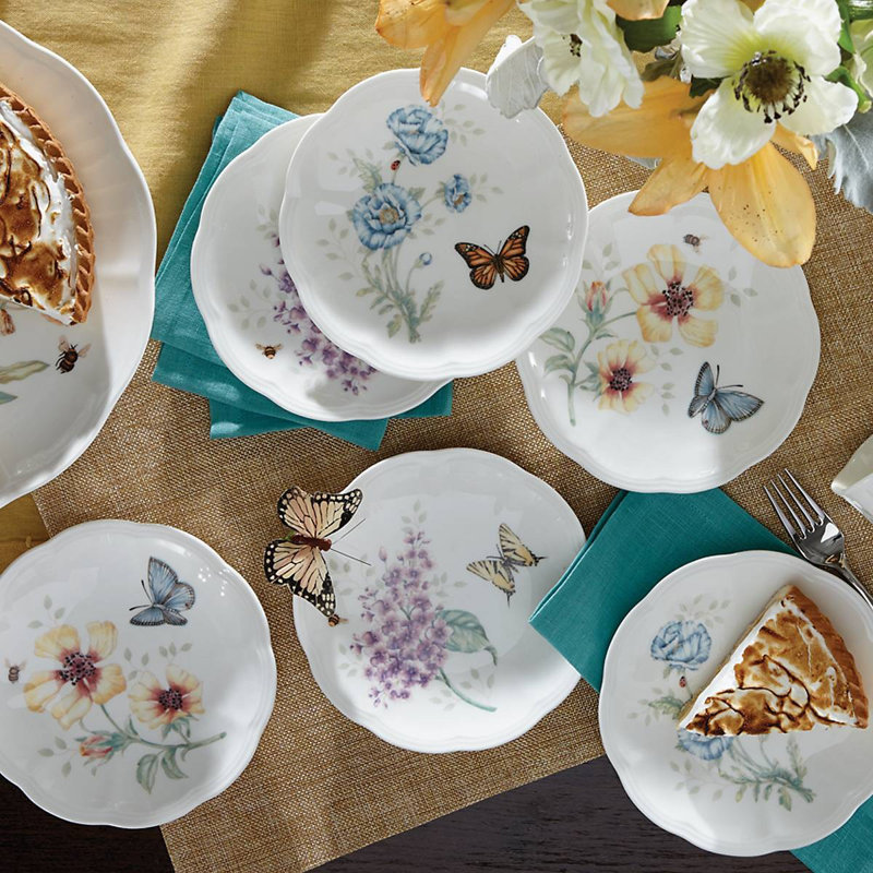 Set of 6 Lenox Butterfly Meadow Tidbit Plates