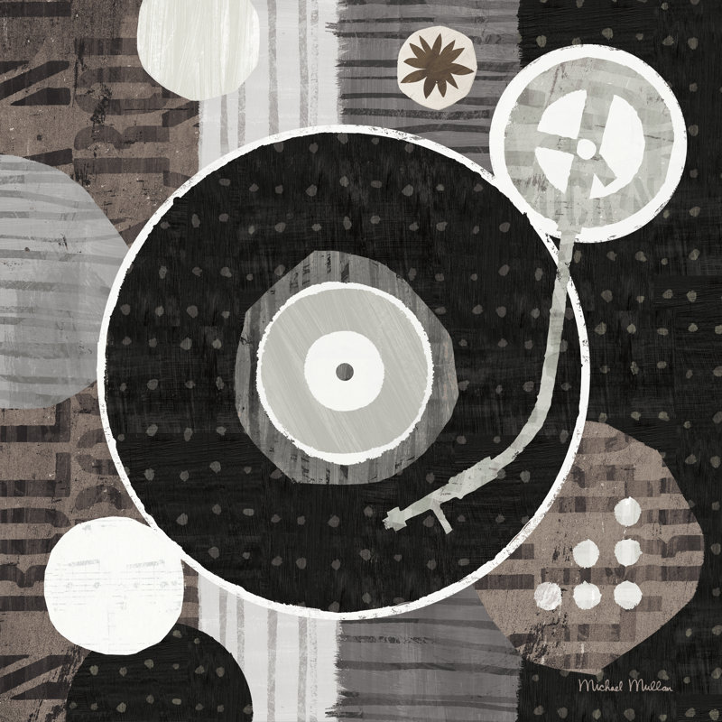 Rock N Roll Album Neutral by Michael Mullan - Wrapped Canvas Painting, 51cm H x 51cm W