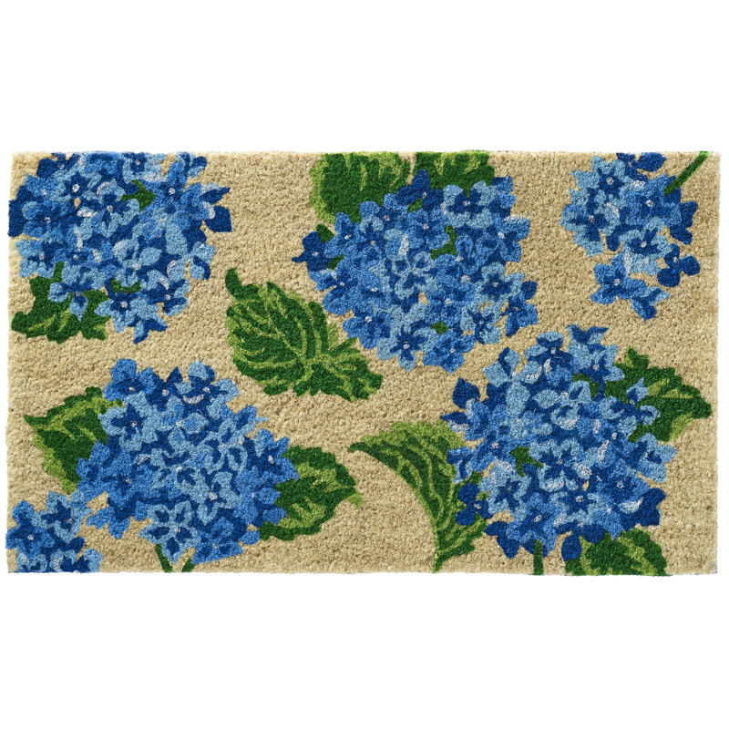 Tapis d'entrée antidérapant pour l'extérieur Hydrangea Vintage 30 po x 18 po