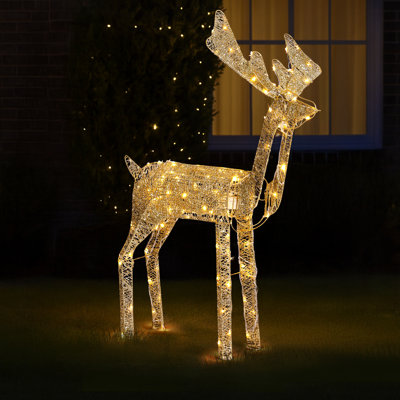 3.6Ft Golden Reindeer With Movable Head 100 LED Lights Christmas Decoration