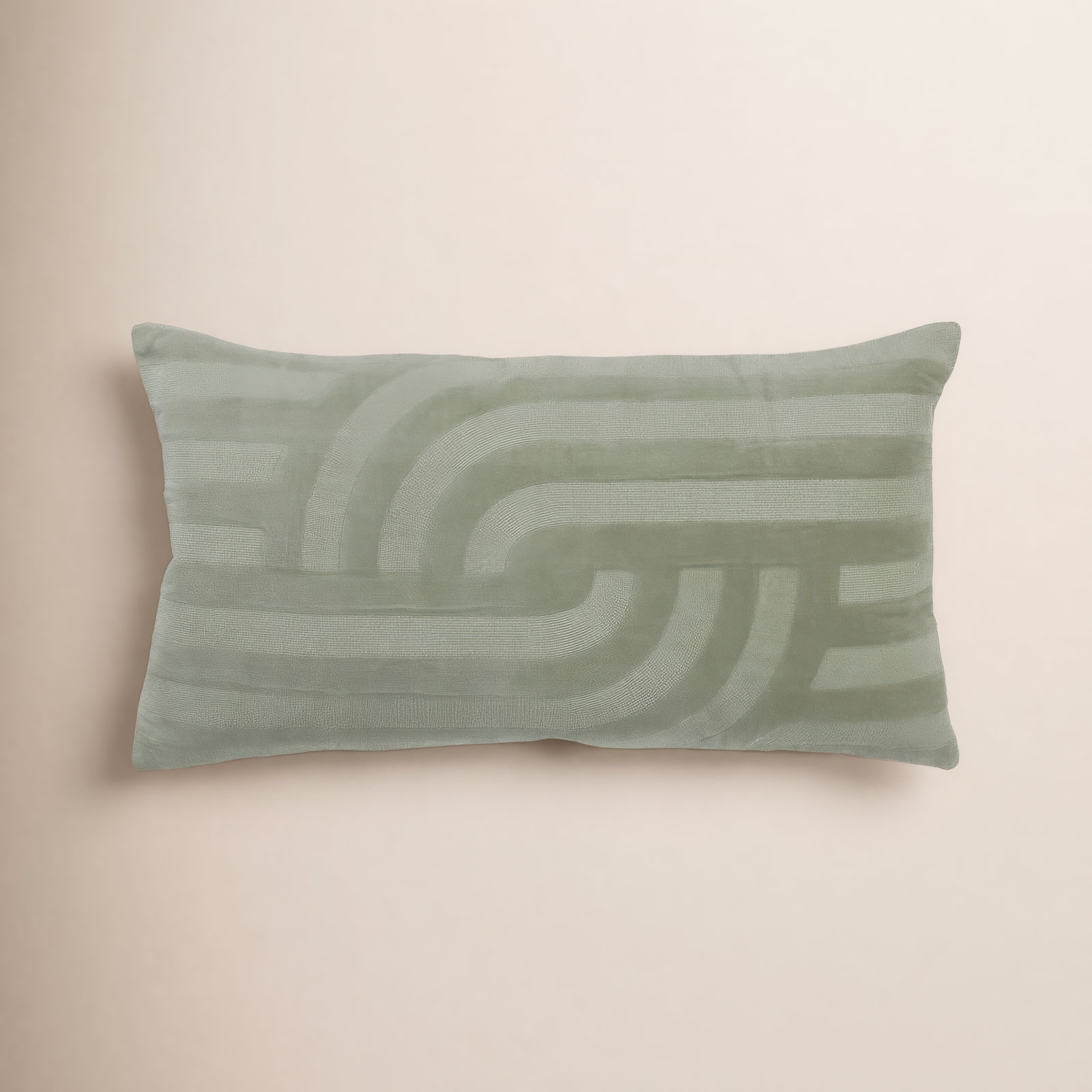 Finbar 26" x 14" Embroidered Cotton Throw Pillow, Green