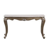 Connell 60"L Rectangular Console Table with Natural Marble Top in Antique Bronze
