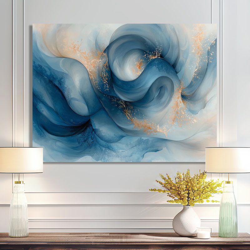 Orasio fluide fondations de quartzite I - art mural abstrait en marbre pour le salon, H 12 po x l 20 po, Toile tendue